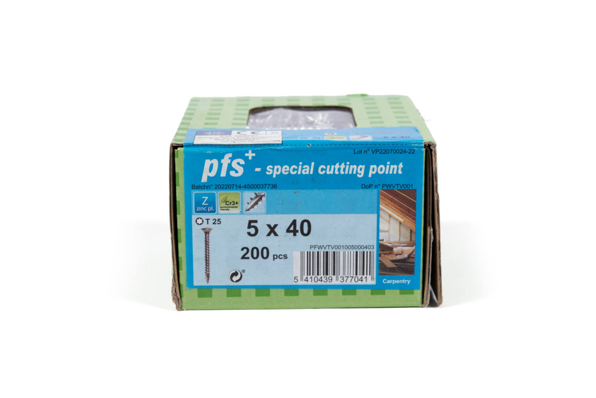VBA T25 - 5 x 40 mm - Autoforeuses - Filetage total - Boîte de 200