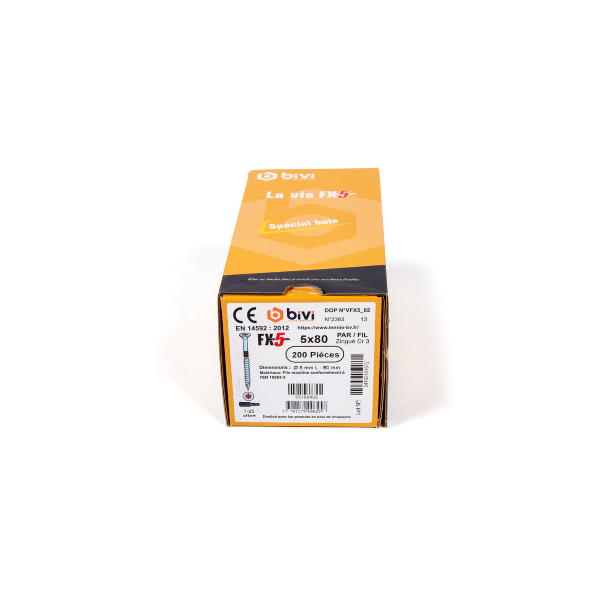 VBA T25 - 5 x 80 mm - Autoforeuses - Filetage partiel - Boîte de 200