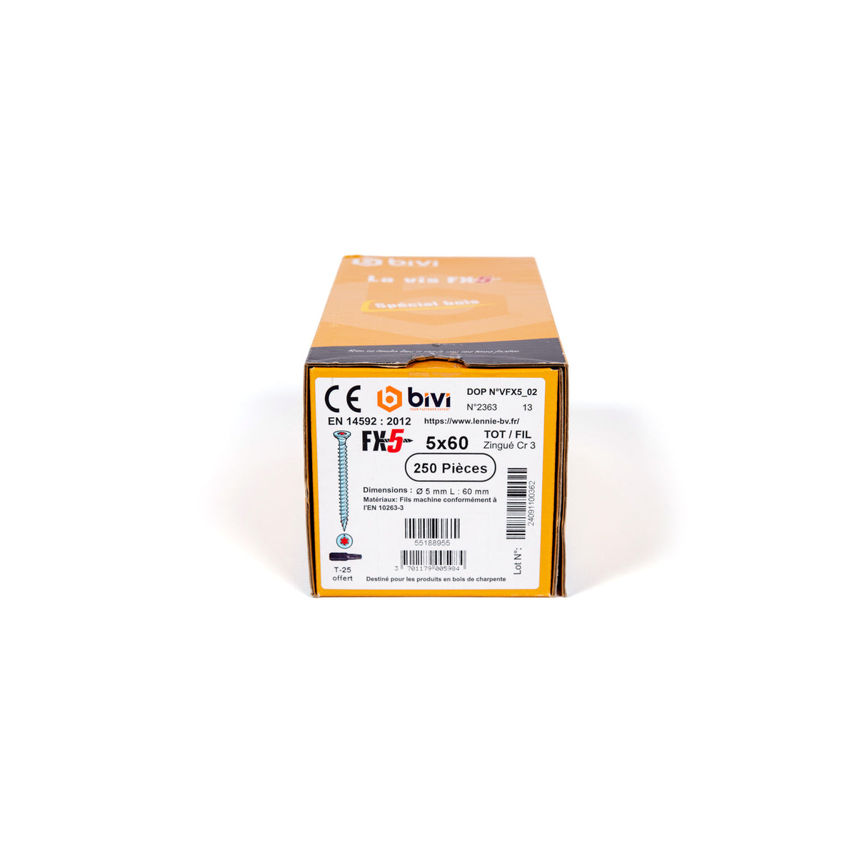 VBA T25 - 5 x 60 mm - Autoforeuses - Filetage total - Boîte de 250