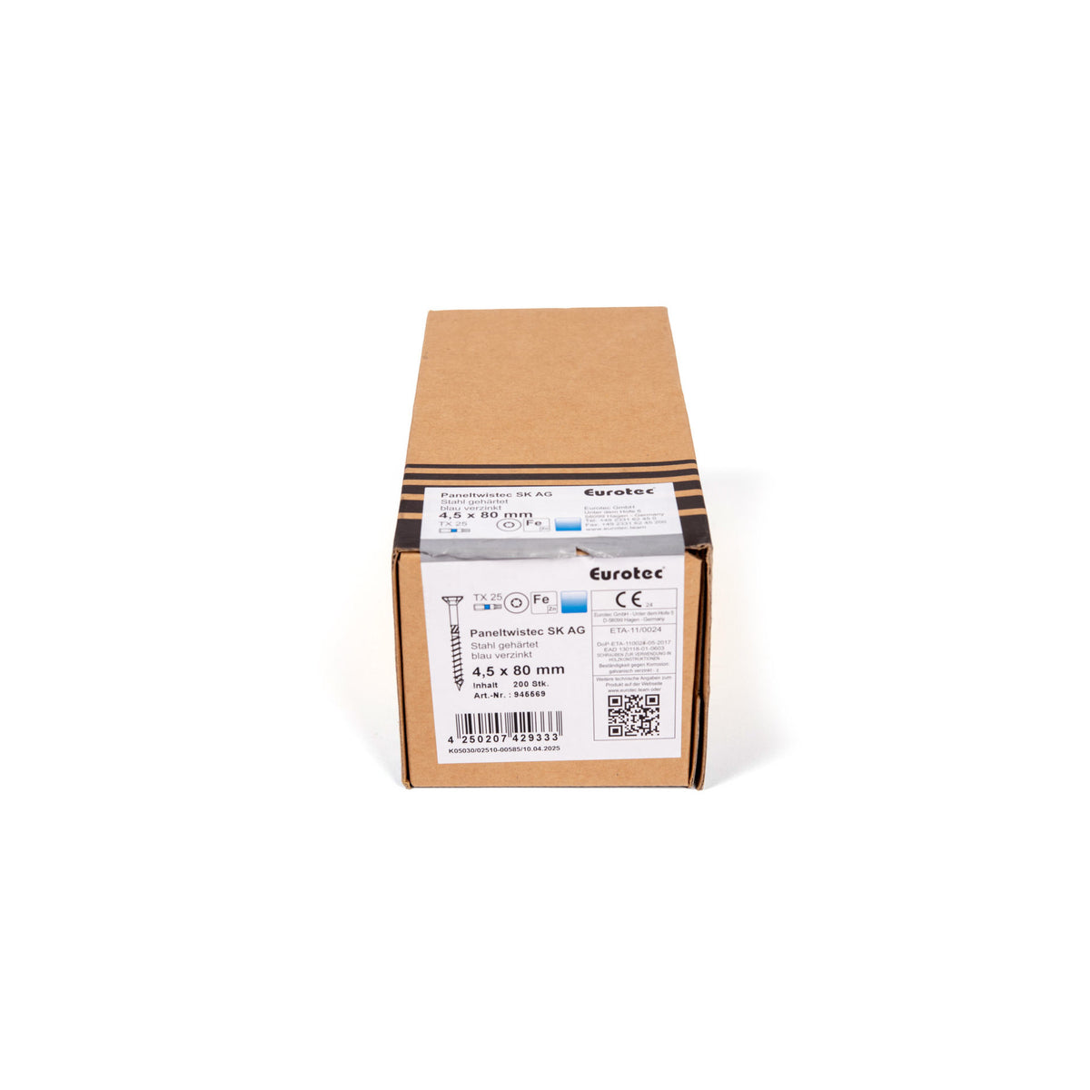 VBA T25 - 4,5 x 80 mm - Filetage partiel - Boîte de 200